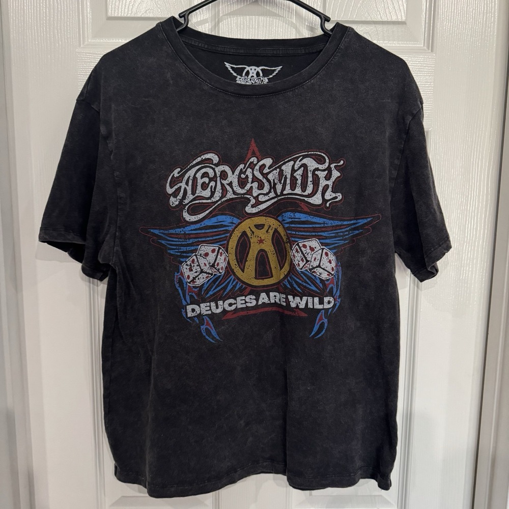 Aerosmith Deuces Are Wild World Tour‎ T-Shirt Women's Size M Black